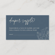 Topaz Blue Wildflower Line Art Luier Raffle