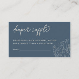 Topaz Blue Wildflower Line Art Luier Raffle Informatiekaartje