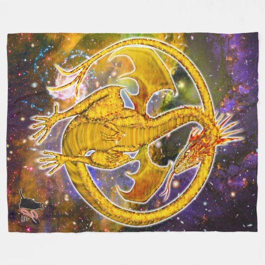 Topaz Cosmic Dragon Fleece Blanket (Voorkant (Horizontaal))