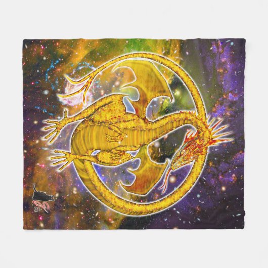 Topaz Cosmic Dragon Fleece Blanket Deken (Voorkant (Horizontaal))