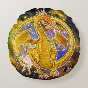 Topaz Cosmic Dragon Rond Kussen