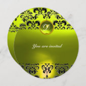 TOPAZ DAMAST EDELGESTEENTE INITIALEN zwart geel Kaart (Voorkant / Achterkant)