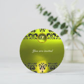 TOPAZ DAMAST EDELSTEEN MONOGRAM zwart geel Kaart (Staand voorkant)