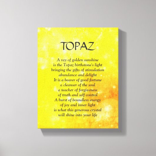 Topaz geboortesteen - November gedicht kunst canva Canvas Afdruk (Voorkant)
