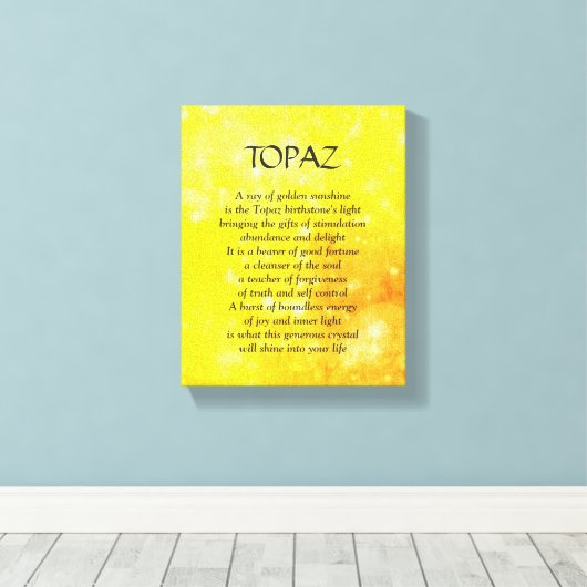 Topaz geboortesteen - November gedicht kunst canva Canvas Afdruk (Insitu (Houten vloer))