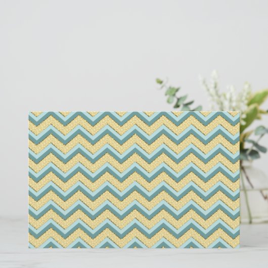 Topaz Glitter Chevron Pattern Briefpapier (Staand voorkant)