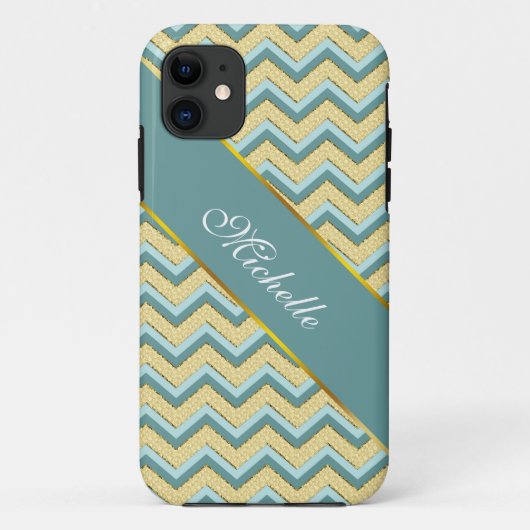 Topaz Glitter Chevron Pattern Case-Mate iPhone Case (Achterkant)