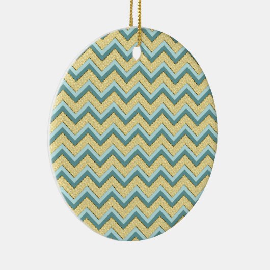 Topaz Glitter Chevron Pattern Keramisch Ornament (Rechts)