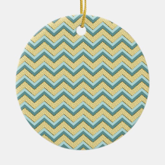 Topaz Glitter Chevron Pattern Keramisch Ornament (Voorkant)