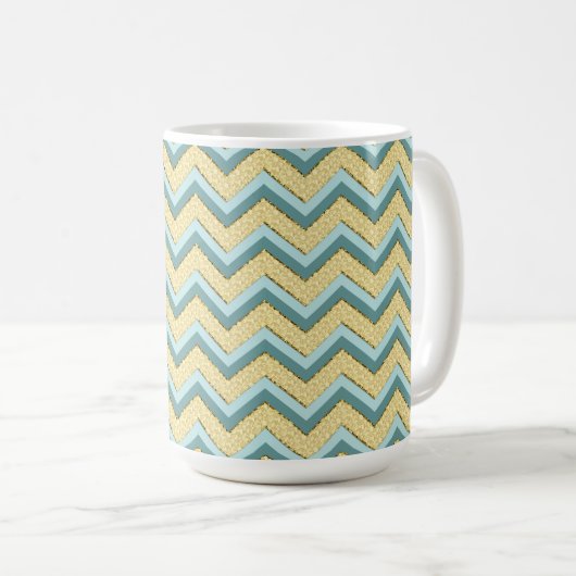 Topaz Glitter Chevron Pattern Koffiemok (Voorkant rechts)