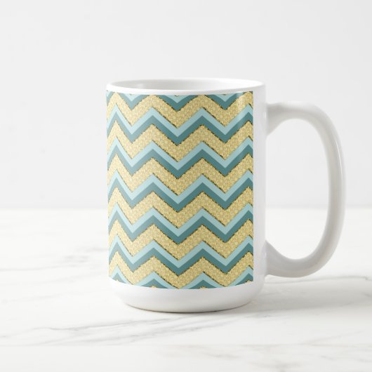 Topaz Glitter Chevron Pattern Koffiemok (Rechts)