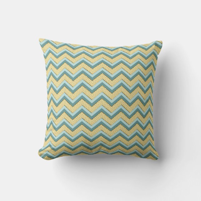Topaz Glitter Chevron Pattern Kussen (Voorkant)