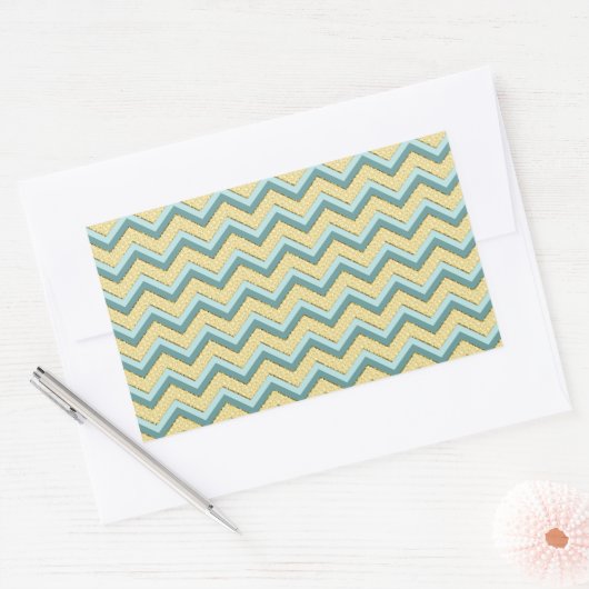 Topaz Glitter Chevron Pattern Rechthoekige Sticker (Envelop)