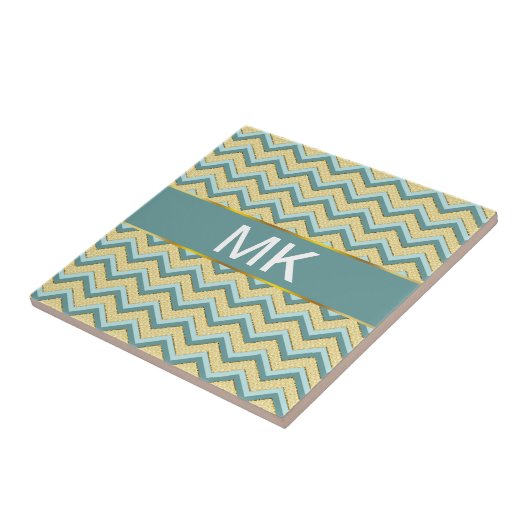 Topaz Glitter Chevron Pattern Tegeltje (Zijkant)