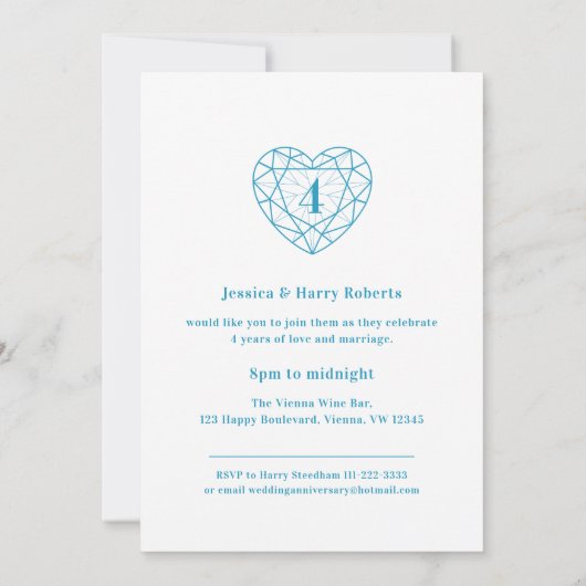 Topaz Jubileum nodigt vier jaar uit voor een liefd Kaart (Achterkant)