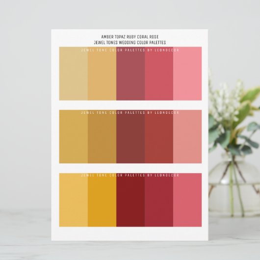 Topaz Ruby Coral Roos Jewel Tone Trouwkleuren (Staand voorkant)