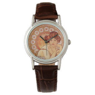 Topaz van Alphonse Mucha Horloge