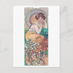Topaz (vier juwelen), Alphonse Mucha Briefkaart