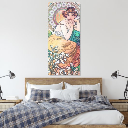 Topaz (vier juwelen), Alphonse Mucha Canvas Afdruk (Insitu (Slaapkamer))