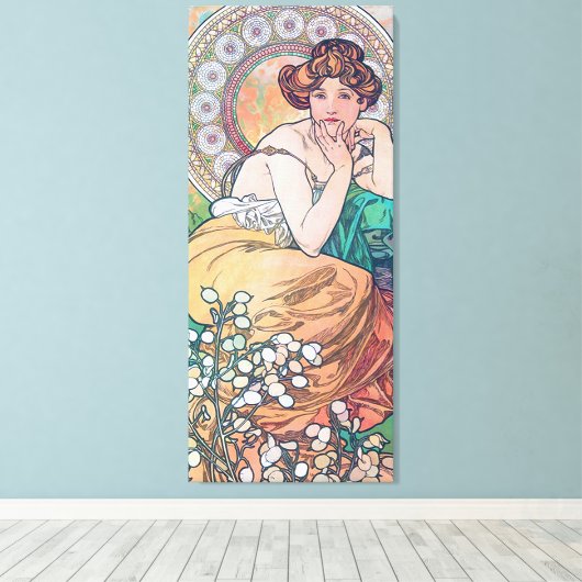 Topaz (vier juwelen), Alphonse Mucha Canvas Afdruk (Insitu (Houten vloer))