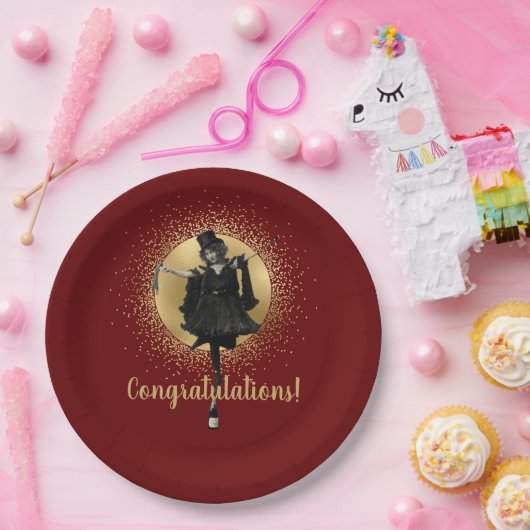  topdanseres gefeliciteerd papieren bordje (Feest)
