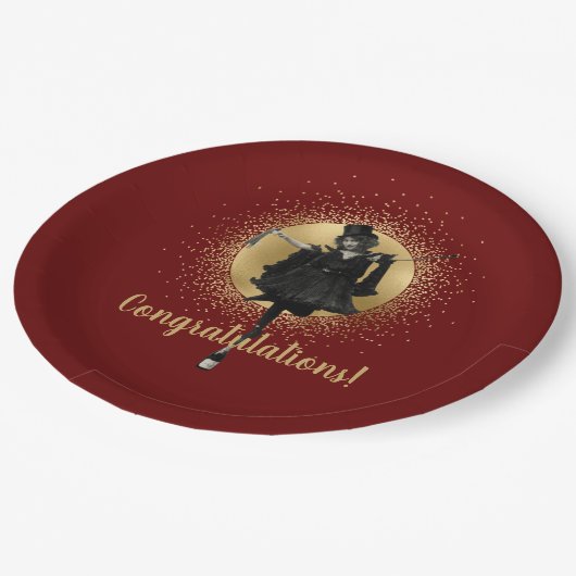  topdanseres gefeliciteerd papieren bordje (Gekanteld)