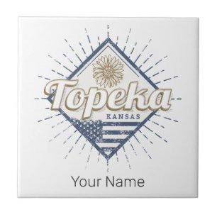 Topeka City Kansas Verenigde Staten Zonnebloem Ver Tegeltje