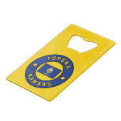 Topeka Kansas Creditkaart Flessenopener (Voorkant Gekanteld)