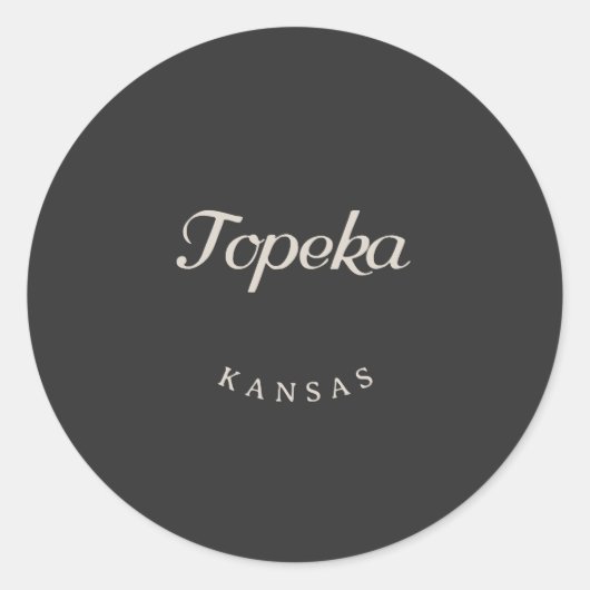 Topeka Kansas White Font Ronde Sticker (Voorkant)
