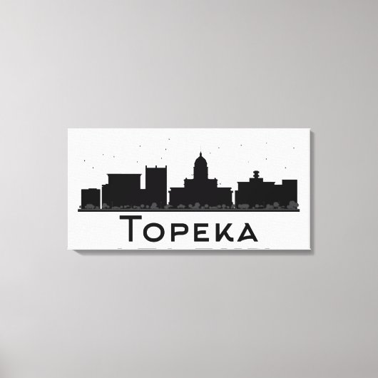 Topeka, Kansas | Zwarte en witte veldlijn Canvas Afdruk (Voorkant)