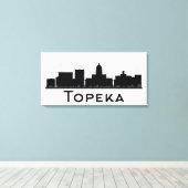 Topeka, Kansas | Zwarte en witte veldlijn Canvas Afdruk (Insitu (Houten vloer))