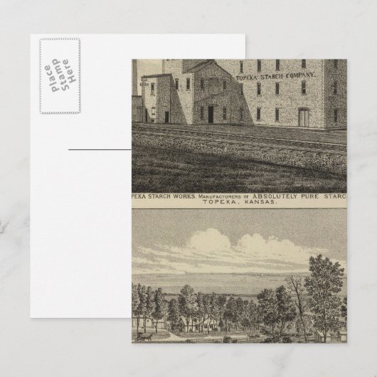 Topeka Starch Worksand Residence of DM Howard Briefkaart (Voorkant / Achterkant)