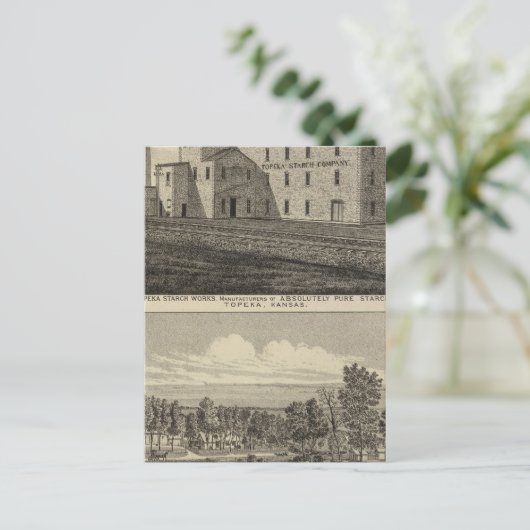 Topeka Starch Worksand Residence of DM Howard Briefkaart (Staand voorkant)