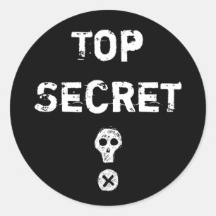 Topgeheim scull ticker ronde sticker