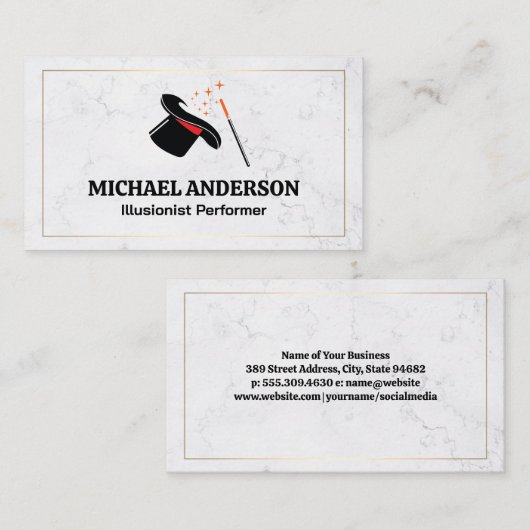 Tophoed en toverstaf | tovenaar visitekaartje (Voorkant / Achterkant)