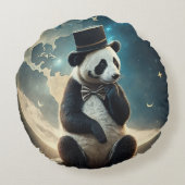 Tophoed Maan Panda Rond Kussen (Achterkant)