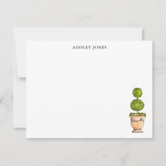 Topiaire aquarel illustratie notitiekaartje (Voorkant)