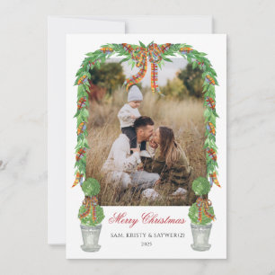 Topiaire Grandmillennial Foto Kerstkaart Kaart