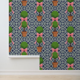Topiaire Navy Bamboe Lattice Peel & Stick  Behang