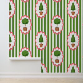 Topiaire Tuin Groen Cabana Streep Peel & Stick  Behang