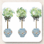 Topiaries Blue en White Ginger Jar Onderzetters (Voorkant)