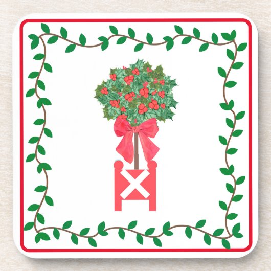 Topiaries Holly Berry tree Topiary Bev Bier Onderzetter (Voorkant)