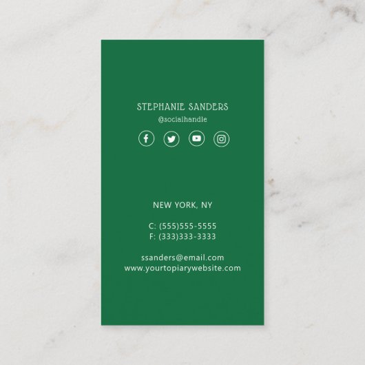 Topiary Artist Visitekaartje (Achterkant)