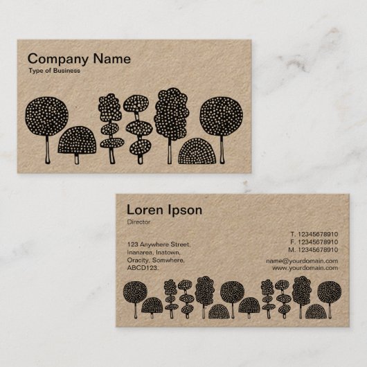 Topiary - Black on White (Kraft) Visitekaartje (Voorkant / Achterkant)