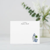 Topiary, Blauw & wit aardewerk plat Bedankkaart (Staand voorkant)