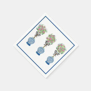 Topiary blauwe en witte gemberpot servet