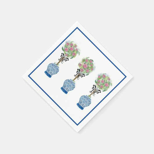 Topiary blauwe en witte gemberpot servet (Hoek)