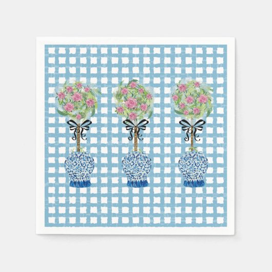 Topiary Blauwe en Witte Ginger Pot Servet (Voorkant)