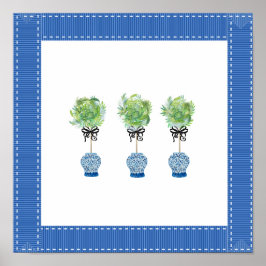 Topiary Blue en White Ginger Jar Art Print Poster