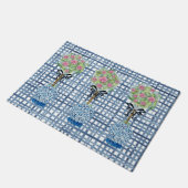 Topiary Blue en White Ginger Jar Doormat Rug Deurmat (Schuin)